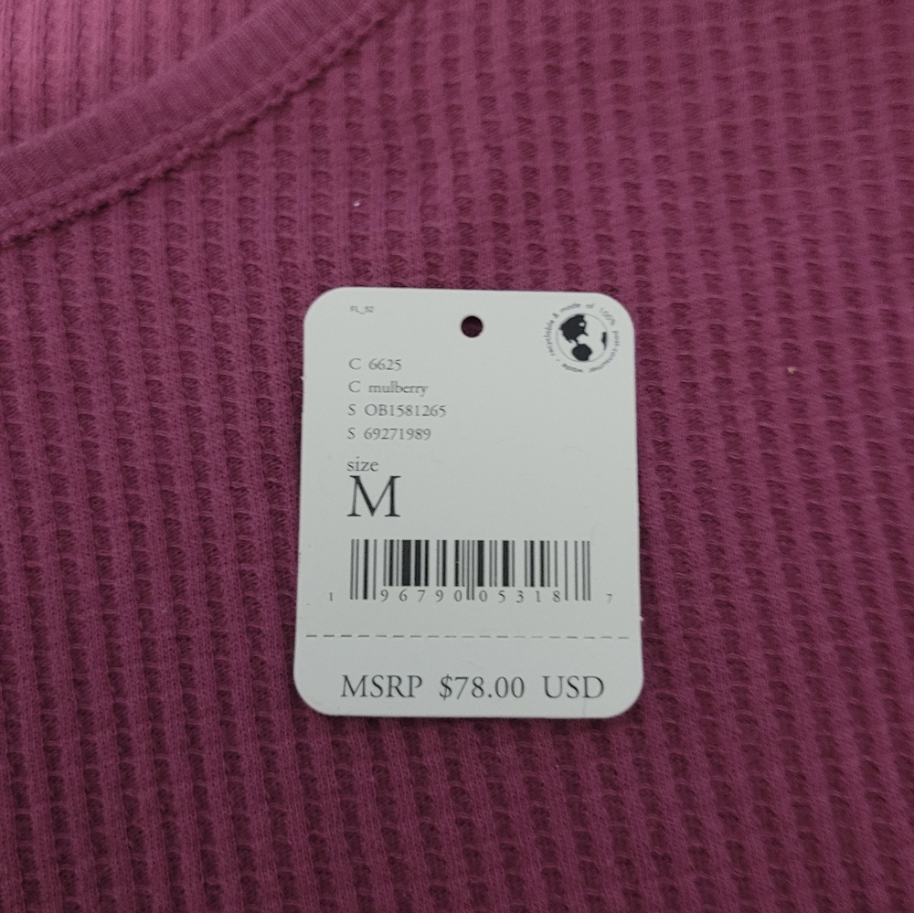 Free People   Women's Size M   Thermal Top   Mulberry - Picture 5 of 16